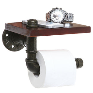 Industrial Retro Iron Toilet Paper Holder With Shelf